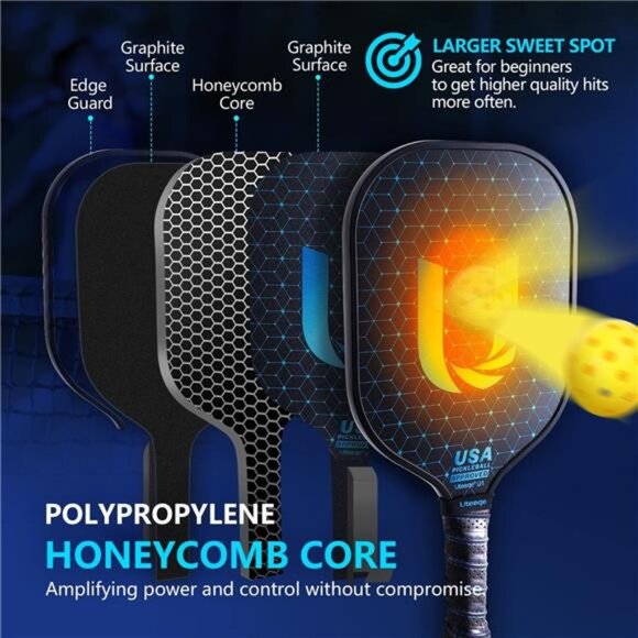 Pickleball Paddles Set of 2 - Graphite Surface with High Grit & Spin - Picture 3 of 8